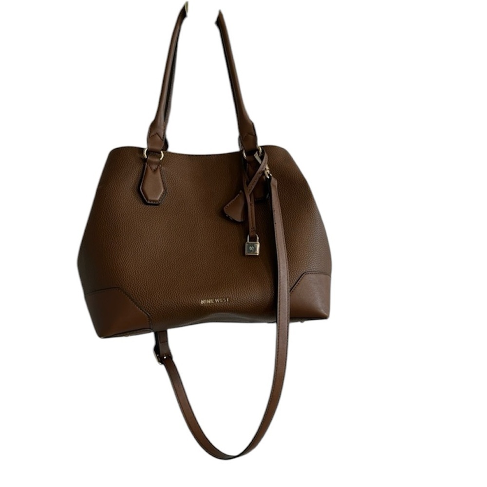 Nine West Brooklyn Jet Set Carryall Satchel Bag - Saddle Tan